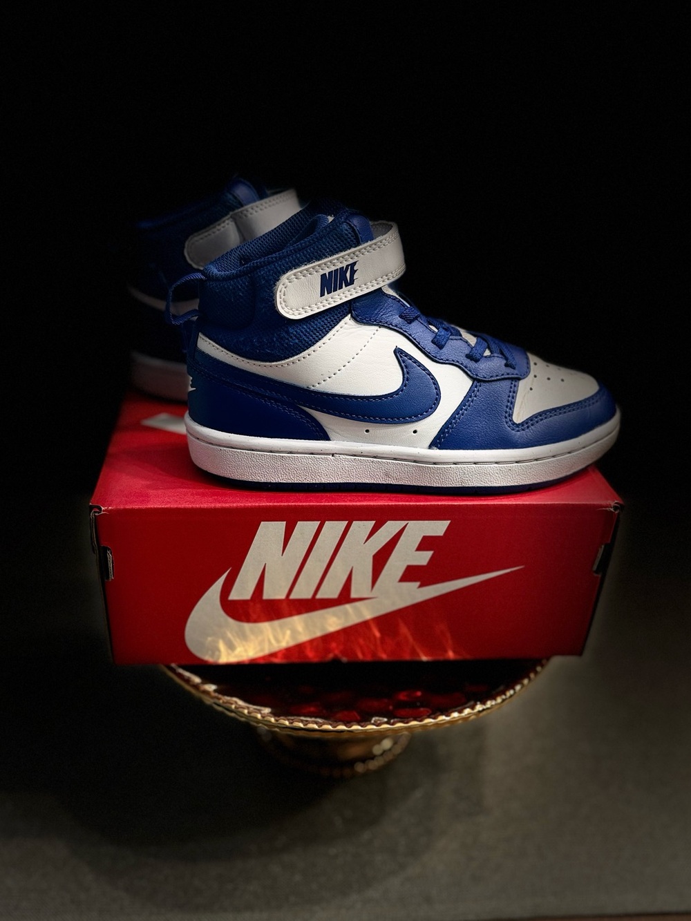 Nike Kids' Court Borough Mid 2 Shoes - in Royle Blue & White size 1.5 little kid
